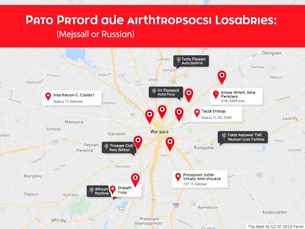 Карта расположения автосервисов в Варшаве Карта расположения автосервисов в Варшаве